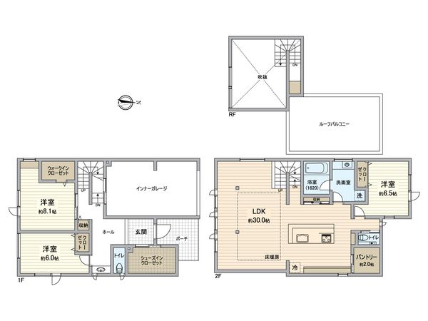 鎌倉市由比ガ浜1丁目 戸建 B棟 間取図(平面図) 間取図(平面図)