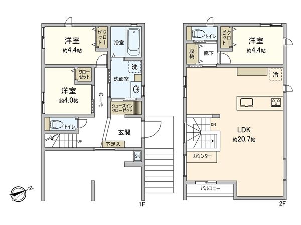 鎌倉市大町3丁目 新築戸建 1号棟 間取図(平面図)