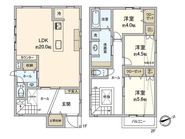 鎌倉市大町3丁目 新築戸建 2号棟 間取図(平面図)