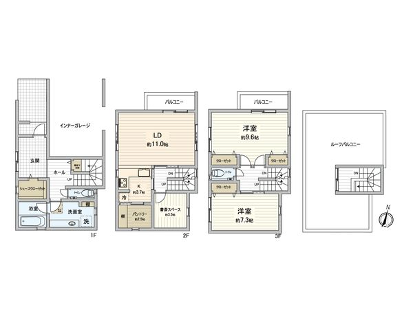 鎌倉市材木座3丁目 新築戸建 間取図(平面図) 鎌倉市材木座3丁目 新築戸建 間取図(平面図)