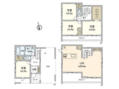 鎌倉市材木座2丁目 新築A号棟 間取図(平面図)