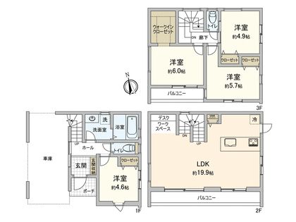 鎌倉市材木座2丁目 新築B号棟 間取図(平面図)