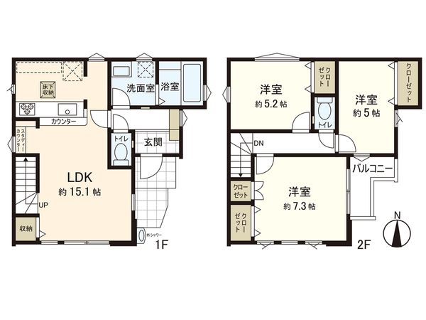 鎌倉市稲村ガ崎2丁目 新築戸建 間取図(平面図) 鎌倉市稲村ガ崎2丁目 新築戸建 間取図(平面図)
