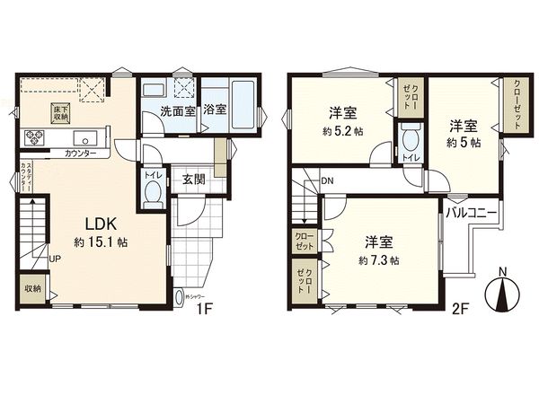 鎌倉市稲村ガ崎2丁目 新築戸建 間取図(平面図) 鎌倉市稲村ガ崎2丁目 新築戸建 間取図(平面図)