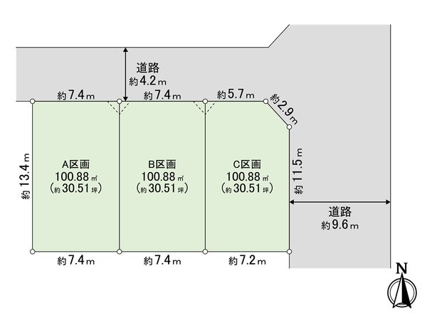 茅ヶ崎市浜之郷 土地 A区画 区画図