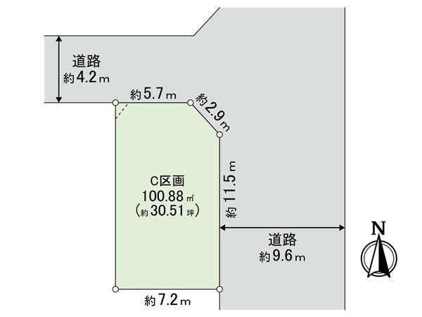 茅ヶ崎市浜之郷 土地 C区画 区画図