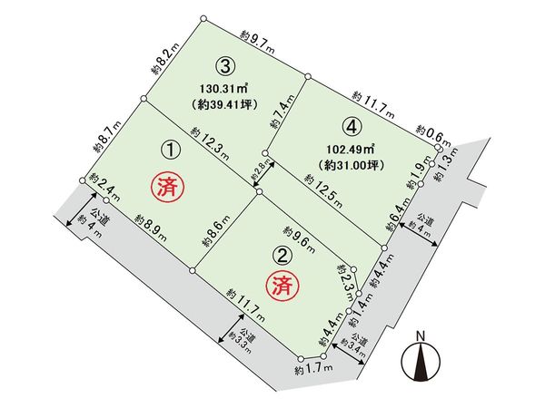 茅ヶ崎市南湖3丁目 土地 4区画 区画図 茅ヶ崎市南湖3丁目 土地 4区画 区画図