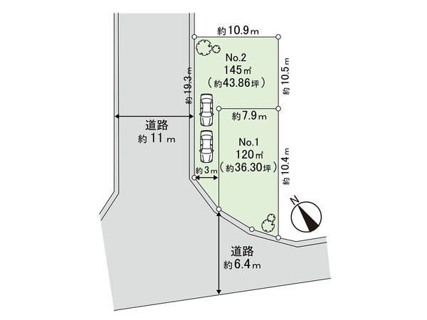 寒川町大曲3丁目 土地 No.1 区画図