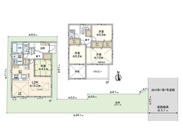 中郡大磯町西小磯 新築戸建 2号棟 間取図(平面図)