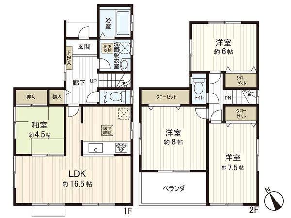 茅ヶ崎市ひばりが丘 戸建 間取図(平面図) 茅ヶ崎市ひばりが丘 戸建 間取図(平面図)
