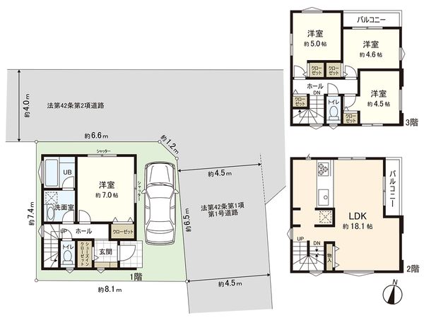 茅ヶ崎市柳島1丁目 新築戸建 1号棟 間取図(平面図) 茅ヶ崎市柳島1丁目 新築戸建 1号棟 間取図(平面図)