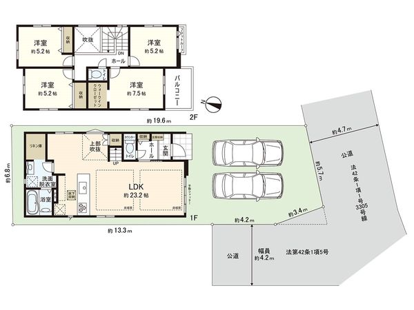 茅ヶ崎市本村5丁目 新築戸建 間取図(平面図) 茅ヶ崎市本村5丁目 新築戸建 間取図(平面図)