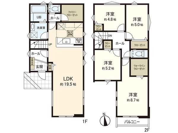 茅ヶ崎市若松町 新築戸建 1号棟 間取図(平面図) 間取図(平面図)
