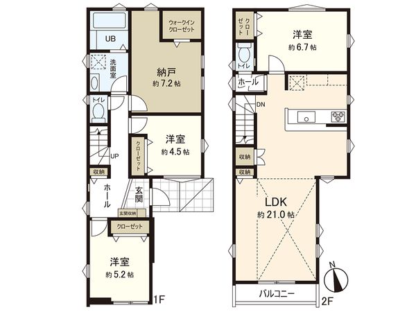 茅ヶ崎市若松町 新築戸建 2号棟 間取図(平面図) 間取図(平面図)