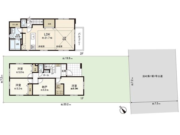 茅ヶ崎市柳島2丁目 新築戸建 2号棟 間取図(平面図) 間取図(平面図)
