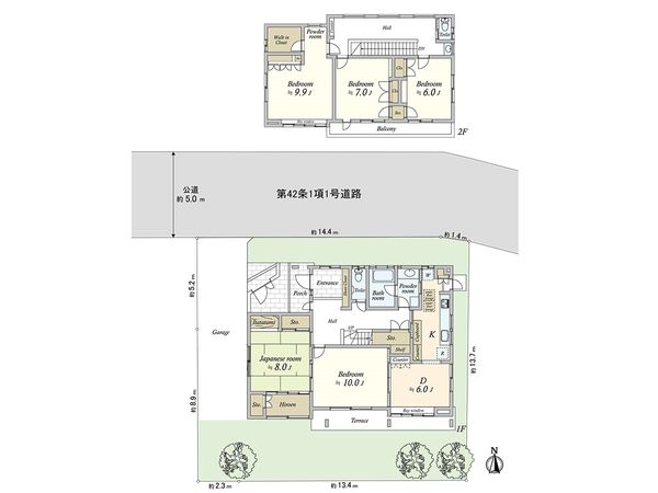 茅ヶ崎市松が丘1丁目 戸建 間取図(平面図)