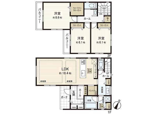 茅ヶ崎市東海岸南4丁目 新築戸建 1号棟 間取図(平面図) 茅ヶ崎市東海岸南4丁目 新築戸建 1号棟 間取図(平面図)