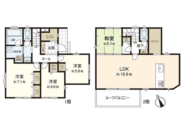 茅ヶ崎市松林1丁目 新築戸建 26号棟 間取図(平面図) 茅ヶ崎市松林1丁目 新築戸建 26号棟 間取図(平面図)