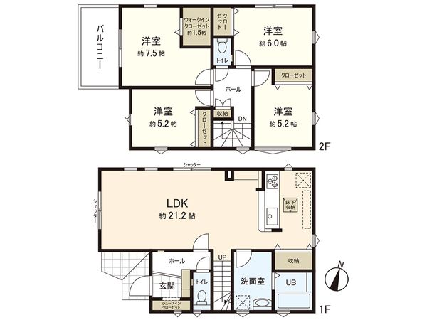 茅ヶ崎市柳島1丁目 新築戸建 1号棟 間取図(平面図)