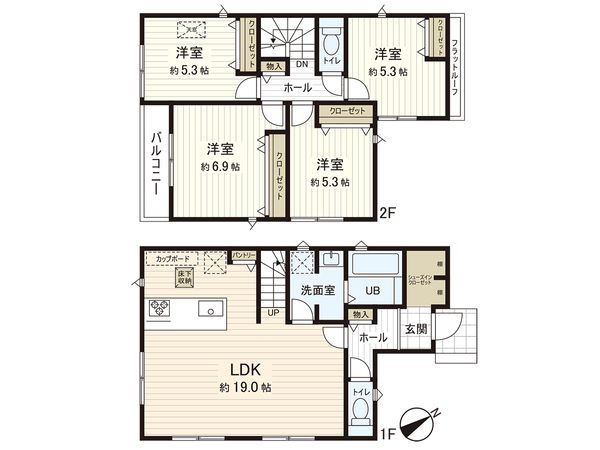茅ヶ崎市松が丘2丁目 新築戸建 2号棟 間取図(平面図) 茅ヶ崎市松が丘2丁目 新築戸建 2号棟 間取図(平面図)