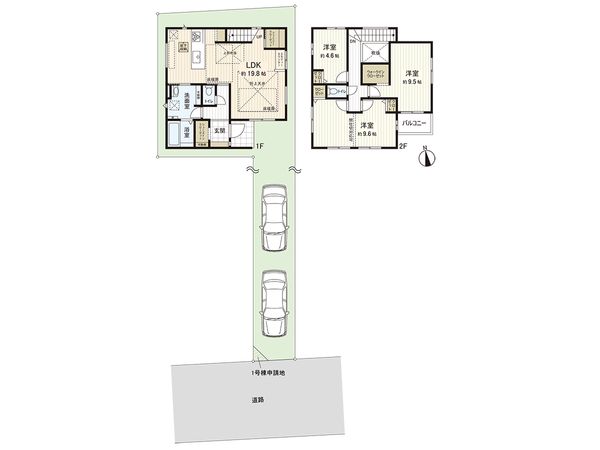 茅ヶ崎市東海岸南4丁目 新築戸建 1号棟 間取図(平面図) 間取図(平面図)