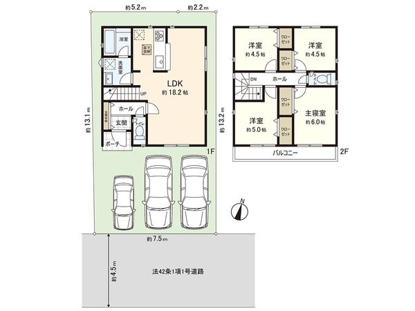 寒川町岡田7丁目 新築戸建 1号棟 間取図(平面図) 間取図(平面図)