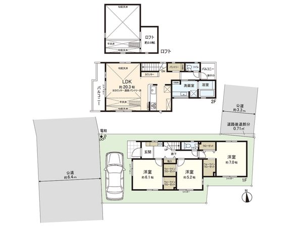 茅ヶ崎市松が丘2丁目 新築戸建 1号棟 間取図(平面図) 間取図(平面図)