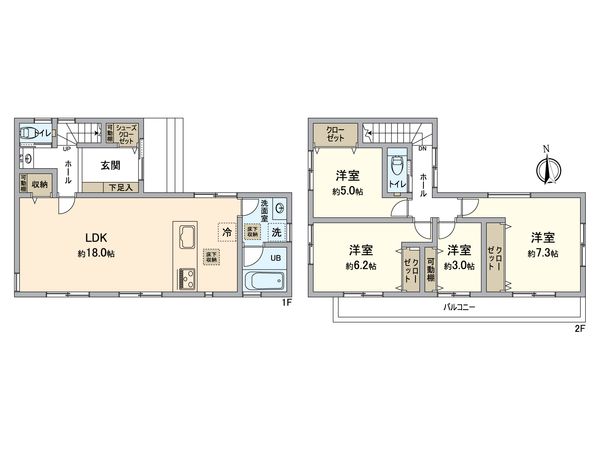 茅ヶ崎市松が丘1丁目 新築戸建 5号棟 間取図(平面図)