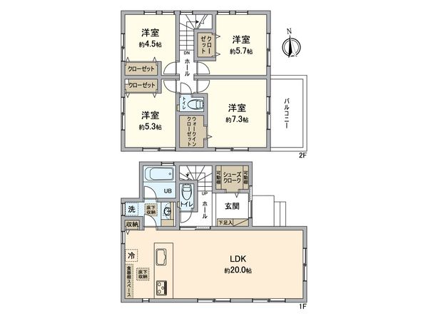 茅ヶ崎市松が丘1丁目 新築戸建 8号棟 間取図(平面図)