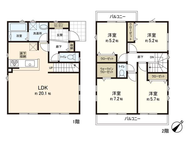 茅ヶ崎市今宿 新築戸建 1号棟 間取図(平面図)