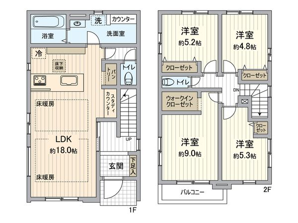 茅ヶ崎市東海岸北5丁目 新築戸建 3号棟 間取図(平面図)