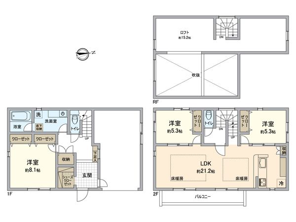 茅ヶ崎市下町屋2丁目 新築ガレージハウス B号棟 間取図(平面図)