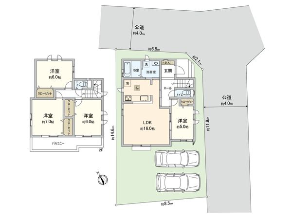 高座郡寒川町小動 新築戸建 B号棟 間取図(平面図)