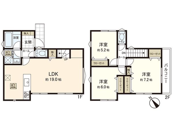 茅ヶ崎市南湖3丁目 新築戸建 1号棟 間取図(平面図)