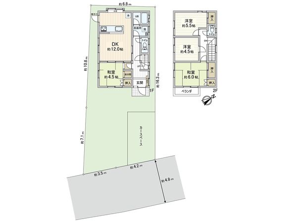 茅ヶ崎市旭が丘 戸建 間取図(平面図) 茅ヶ崎市旭が丘 戸建 間取図(平面図)