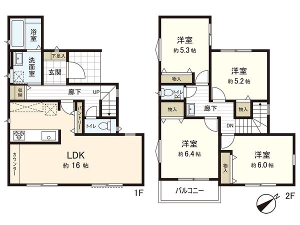 茅ヶ崎市今宿 新築戸建 6号棟 間取図(平面図) 茅ヶ崎市今宿 新築戸建 6号棟 間取図(平面図)