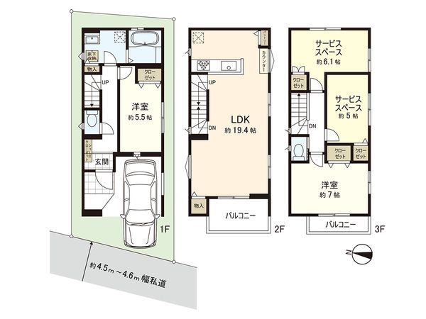 茅ヶ崎市若松町 新築戸建 A号棟 間取図(平面図) 茅ヶ崎市若松町 新築戸建 A号棟 間取図(平面図)