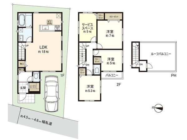 茅ヶ崎市若松町 新築戸建 B号棟 間取図(平面図)