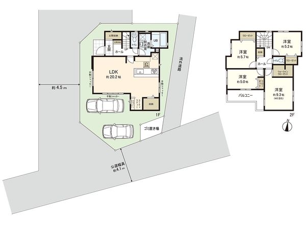 茅ヶ崎市円蔵 1号棟 新築戸建 間取図(平面図) 茅ヶ崎市円蔵 1号棟 新築戸建 間取図(平面図)