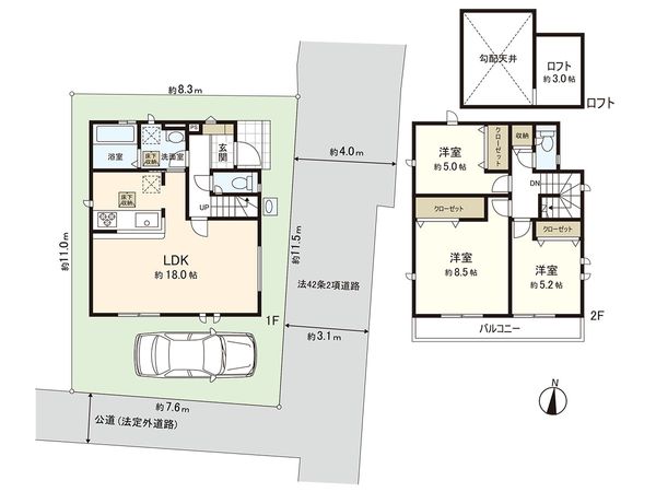 茅ヶ崎市浜之郷 新築戸建 1号棟 間取図(平面図)