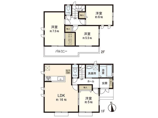 茅ヶ崎市若松町 新築戸建 A号棟 間取図(平面図) 茅ヶ崎市若松町 新築戸建 A号棟 間取図(平面図)