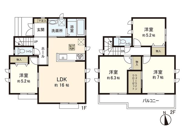 茅ヶ崎市若松町 新築戸建 E号棟 間取図(平面図) 茅ヶ崎市若松町 新築戸建 E号棟 間取図(平面図)