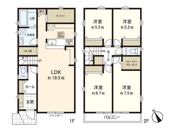 茅ヶ崎市室田2丁目 新築戸建 3号棟 間取図(平面図) 茅ヶ崎市室田2丁目 新築戸建 3号棟 間取図(平面図)