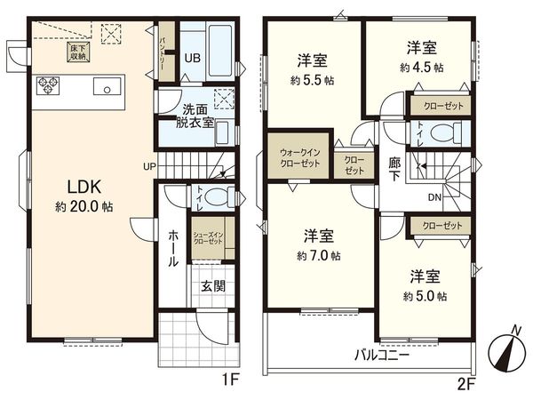茅ヶ崎市室田3丁目 新築1号棟 間取図(平面図)