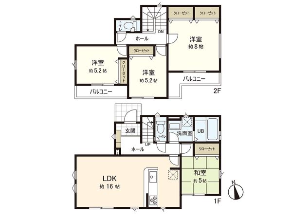 茅ヶ崎市高田1丁目 新築戸建 2号棟 間取図(平面図) 茅ヶ崎市高田1丁目 新築戸建 2号棟 間取図(平面図)