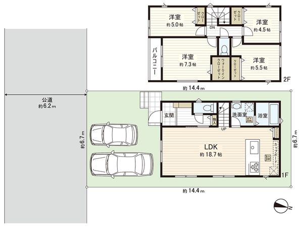 茅ヶ崎市柳島 新築戸建 2号棟 間取図(平面図) 茅ヶ崎市柳島 新築戸建 2号棟 間取図(平面図)