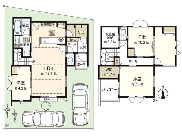 茅ヶ崎市旭が丘 戸建 2号棟 間取図(平面図) 茅ヶ崎市旭が丘 戸建 2号棟 間取図(平面図)