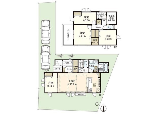 茅ヶ崎市旭が丘 戸建 5号棟 間取図(平面図) 茅ヶ崎市旭が丘 戸建 5号棟 間取図(平面図)