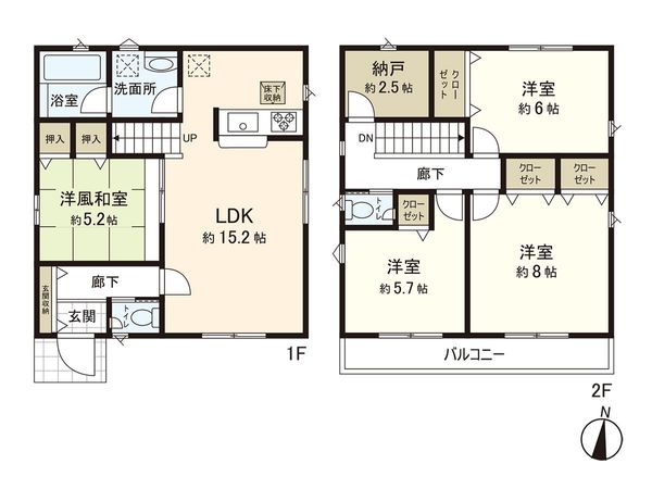 高座郡寒川町宮山 新築戸建 2号棟 間取図(平面図) 高座郡寒川町宮山 新築戸建 2号棟 間取図(平面図)