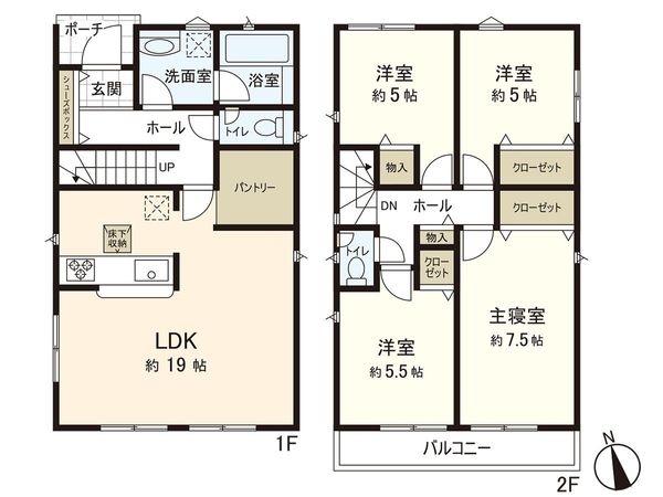 寒川町小谷1丁目 新築戸建 1号棟 間取図(平面図)